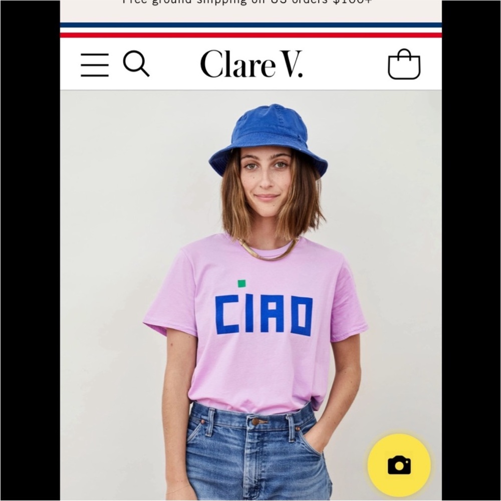 Clare V CIAO Camp Fit Lavender T-shirt EUC Small - Picture 2 of 6